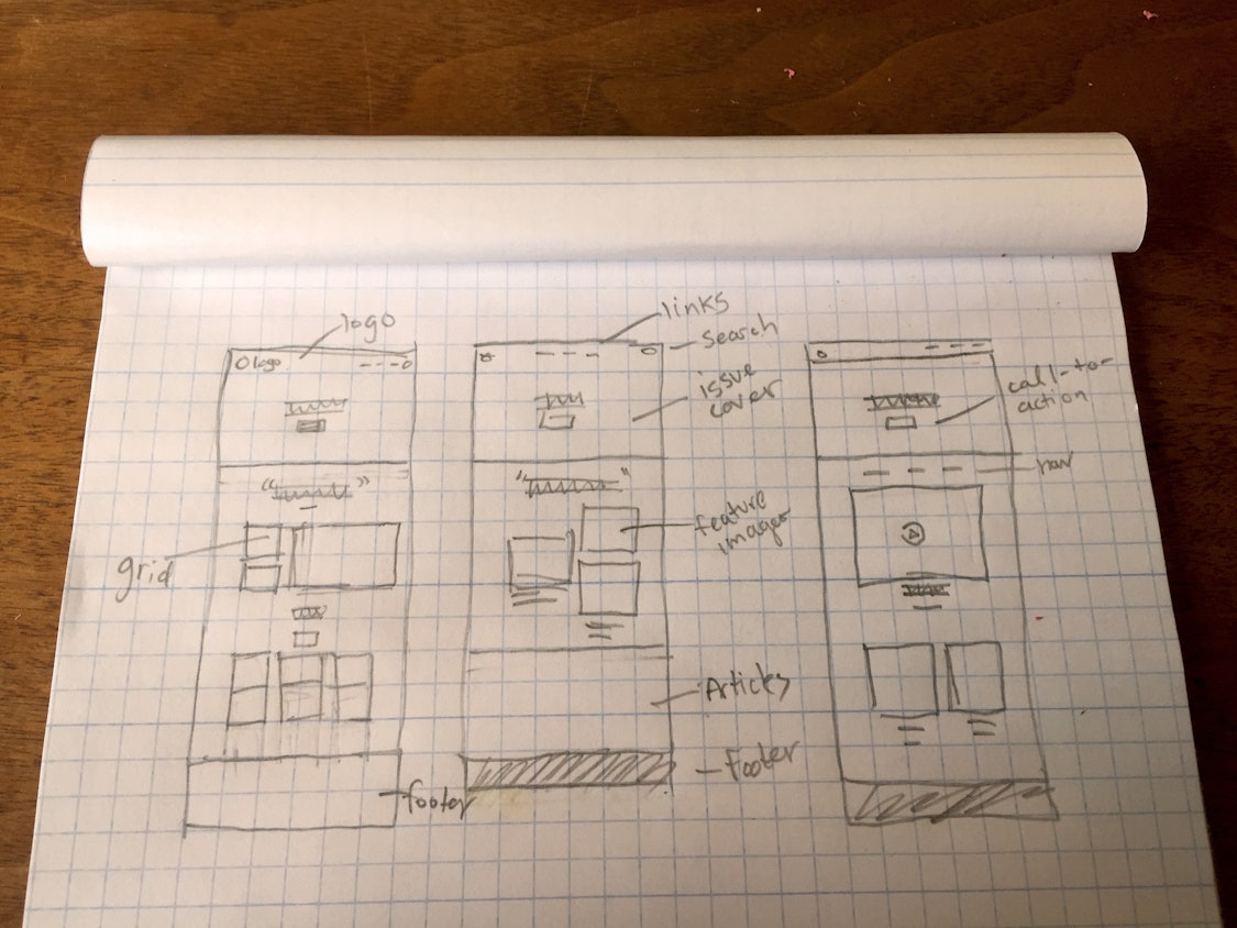 sketchbook open to wireframe page showing php web development services