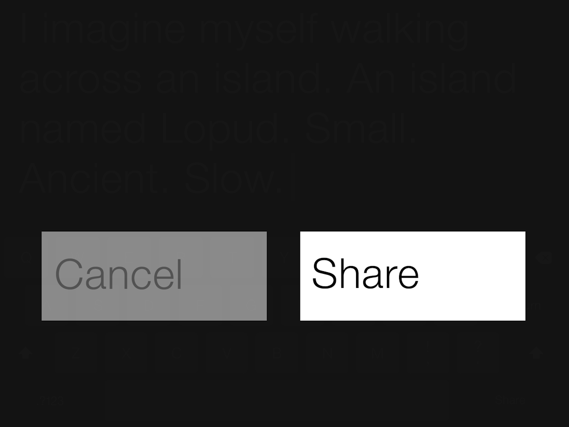 Screen 3: Cancel or Share?